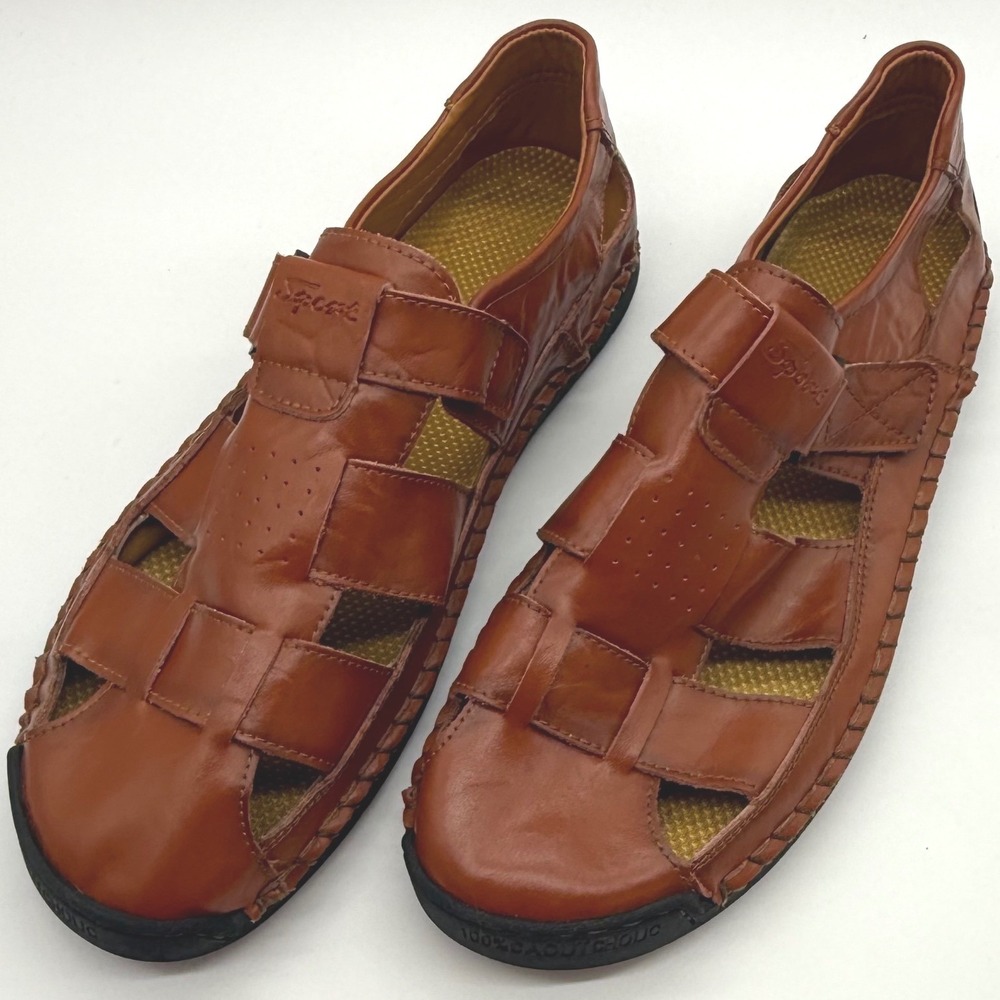 Mens Leather Fisherman Casual  Brown Strappy Shoes EU 48 sz 14